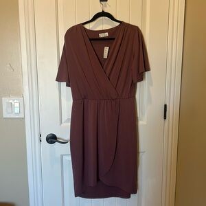 Women's Mauve Wrap-Front Dress